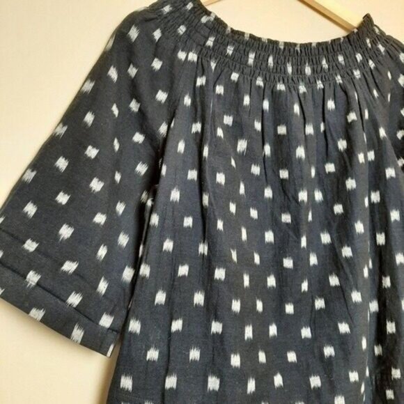 CURRENT ELLIOT | Smock Dotted Ikat Polka Dot Tee Blouse Blue Sz 1 / S - Picture 9 of 12
